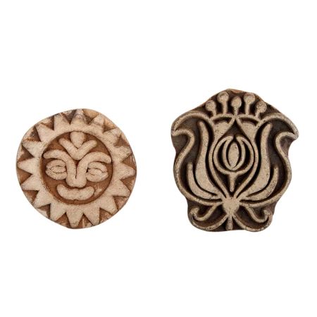 Set of 2 Piece New Mix Wooden Printing Block